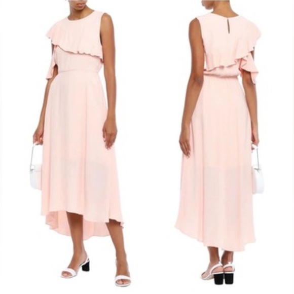 Maje Riveli‎ Asymmetric Ruffle Midi Dress - Picture 10 of 10